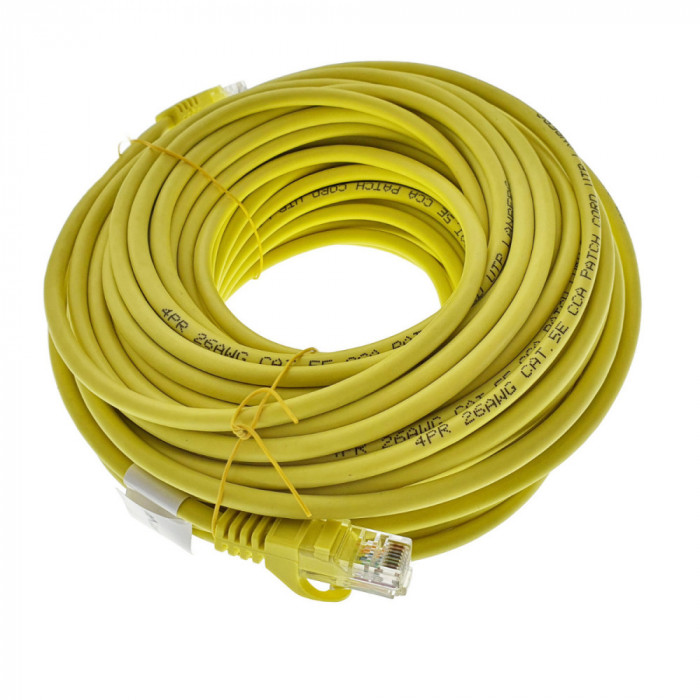 Cablu UTP, Lanberg 40469, cat.5e, mufat 2xRJ45, lungime 20m, AWG 26, 100 MHz, de legatura retea, ethernet, galben
