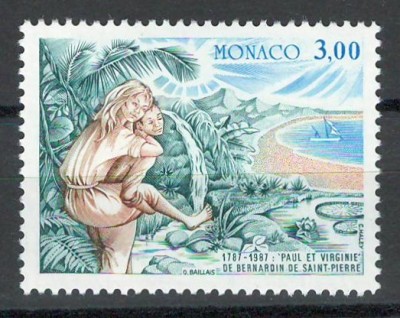 Monaco 1987 Mi 1834 MNH - 200 de ani Paul et Virginie de Jacques Henri Bernardin foto