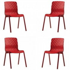 Set 4 scaune bucatarie,terasa ROYAL culoare rosie 52x50xh83cm polipropilen/fibra sticla B004211-42342 Raki foto