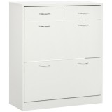 HOMCOM Etajeră pentru Pantofi, 12 Perechi, cu 2 Rafturi Interioare Reglabile și 2 Sertare, din Lemn, 80x30x91.5 cm, Alb | Aosom Romania