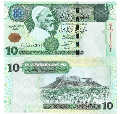 Libia 10 Dinari (2004) - P70a UNC foto