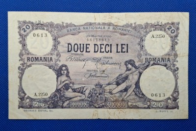 20 lei 1920, seria A.2250 0613, stare bună foto