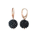 Cumpara ieftin Cercei Argint 925 Placati Aur Roz cu Agat Negru Diva, 3cm, Made in Italy