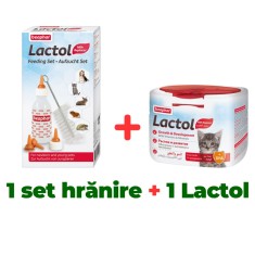 Set de hranire Lactol Beaphar + Lapte praf pisici, Lactol Kitten 250 gr