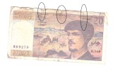 Bancnota Franta 20 francs/franci 1995, circulata, uzata