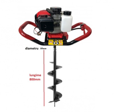 Motoforeza de pamant 2.5 CP motor 2 timpi + burgiu de 80mm Verke V90041 foto