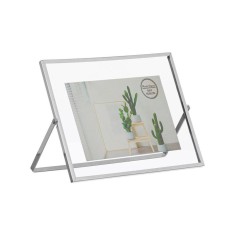 Rama foto, Home, Orizontala, Suport, Metal, Sticla, 22x17 cm, Argintiu foto
