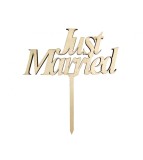 Topper Tort Nunta Just Married Lemn 13x14 cm Godan Decor Tort Aniversare
