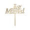 Topper pentru tort din lemn, model Just Married, 13 x 14 cm