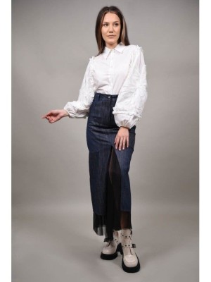 FUSTA DENIM COMBINATA CU TUL MADDALENA M Denim foto