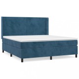 Cumpara ieftin Pat box spring cu saltea, albastru inchis, 180x200 cm, catifea