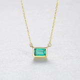 Cumpara ieftin Lantisor Din Argint Piatra Verde Model Finut Dreptunghiular Placat Aur Arg27C, Argintboutique