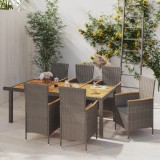 vidaXL Set mobilier de grădină cu perne, 7 piese, gri, poliratan 3094921