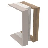 Cumpara ieftin Masuta laterala Muju culoare lemn natural - aspect marmura alba si mocha 40x30x57cm