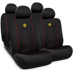 Set huse scaune auto Momo Modern, negru si cusatura rosie, 10 bucati foto