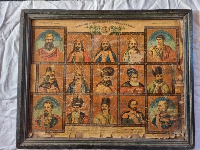 Tablou istoric - Domnitorii Munteniei - litografie pe lemn foto