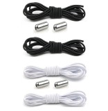 Cumpara ieftin Set 4 sireturi elastice cu sistem de prindere, capsula metalica - Alb, negru
