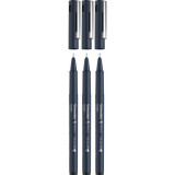 Liner Pentru Desen Tehnic Schneider Pictus, Varf Fetru (0.3/0.5/0.7mm), 3 Buc/set - Negru