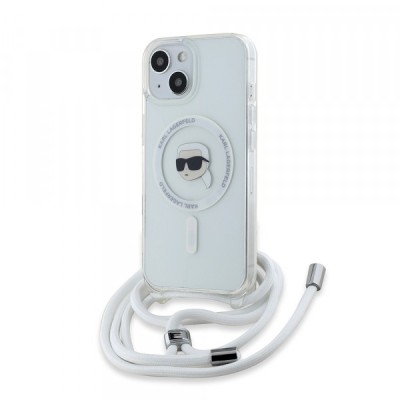 Husa MagSafe pentru Apple iPhone 15, Karl Lagerfeld, IML Crossbody Karl&amp;#039;s Head, Transparenta foto