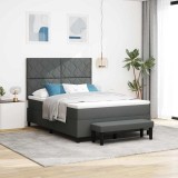 Cumpara ieftin Pat cu arcuri cu headboard Gri inchis 140 x 190 cm tesatura