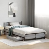 VidaXL Cadru de pat cu sertare gri sonoma 75x190 cm lemn prelucrat