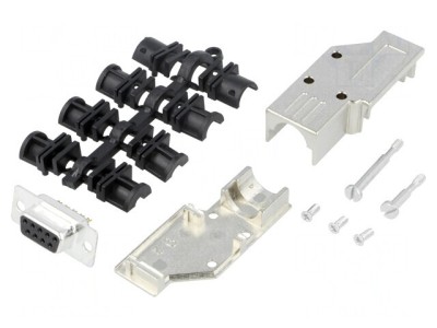Conector D-Sub 9-Pin Mamă Unghi Drept pentru Lipire pe Cablu foto