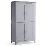 VASAGLE Dulap de baie, din MDF, cu 2 compartimente si 4 usi, rafturi reglabile, 30x60x110cm, gri Household NewTrend