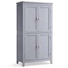 VASAGLE Dulap de baie, din MDF, cu 2 compartimente si 4 usi, rafturi reglabile, 30x60x110cm, gri Household NewTrend