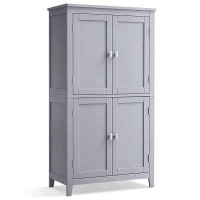 VASAGLE Dulap de baie, din MDF, cu 2 compartimente si 4 usi, rafturi reglabile, 30x60x110cm, gri Household NewTrend foto