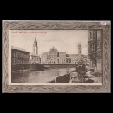 Carte poștală veche Oradea &ndash; EROARE Szent L&aacute;szl&oacute;-t&eacute;r (Piata Szantul Ladislau in loc de Vedere Malul Crisului cu Primaria) &ndash; 1911