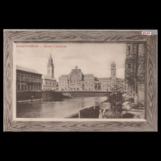 Carte poștală veche Oradea &ndash; EROARE Szent L&aacute;szl&oacute;-t&eacute;r (Piata Szantul Ladislau in loc de Vedere Malul Crisului cu Primaria) &ndash; 1911