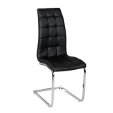 Cumpara ieftin Scaun tapiterie piele ecologica neagra picioare crom Dulcia 40x58x103 cm