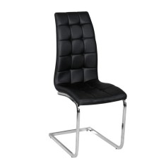 Scaun tapiterie piele ecologica neagra picioare crom Dulcia 40x58x103 cm