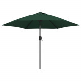 Umbrelă de soare cu st&acirc;lp din oțel 3 m, Verde, vidaXL