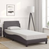 VidaXL Cadru de pat cu tăblie, gri, 90x200 cm, piele ecologică