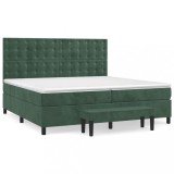 Cumpara ieftin Pat box spring cu saltea, verde inchis, 200x200 cm, catifea