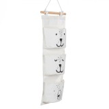Organizator suspendat cu buzunare, Bumbac/Poliester, 20x58 cm, bej/alb