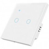 Cumpara ieftin Intrerupator smart touch iUni 2F, Wi-Fi, Sticla securizata, LED