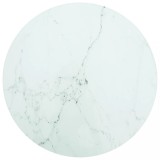 vidaXL Blat masă, alb, &Oslash;50x0,8 cm, sticlă securizată, design marmură