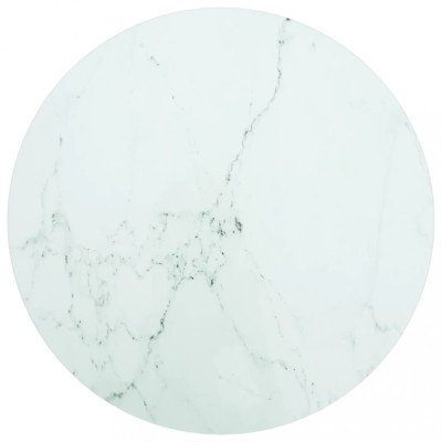 vidaXL Blat masă, alb, &amp;Oslash;50x0,8 cm, sticlă securizată, design marmură foto