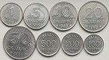Set 8 monede Brazilia 1 5 10, 20, 50, 100, 200, 500 cruzeiros 1979-1986 UNC-A025, America Centrala si de Sud