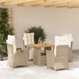 VidaXL Set mobilier de grădină cu perne, 5 piese, bej, poliratan