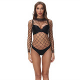 Body Tanga Marlyn Plasa Fishnet, Negru, S-L