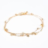 Bratara de picior aurie cu luna si stele