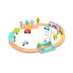 Jucarie Interactiva si Educativa, Circuit din lemn cu Masinute magnetice, Sortator forme geometrice, Labirint
