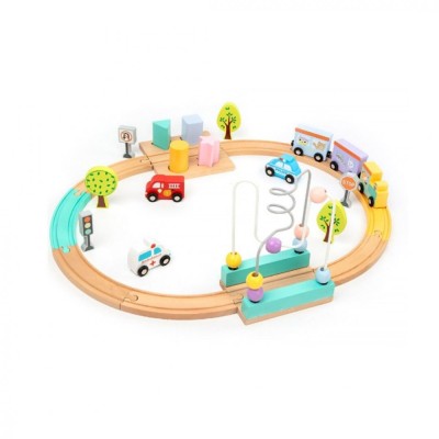 Jucarie Interactiva si Educativa, Circuit din lemn cu Masinute magnetice, Sortator forme geometrice, Labirint foto