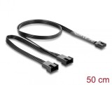 Cablu alimentare ventilator Y 4 pini PWM la 2 x 4 pini PWM M-T 50cm Negru, Delock 84543