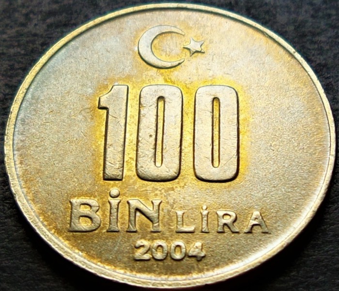 Moneda 100 LIRE - TURCIA, anul 2004 * cod 2625 A