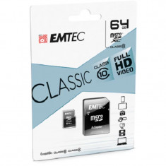 Card memorie cu adaptor microSDHC 64GB CL10 EMTEC ECMSDM64GXC10CG foto