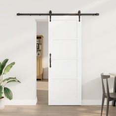 Ușă Glisantă vidaXL cu Set de Feronerie Albă 73.5x198.5 cm Lemn Masiv din Pin foto